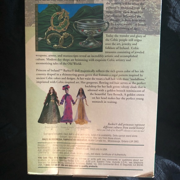 2001 Barbie Collectible Dolls of the World Princess of Ireland nwb - Picture 13 of 14